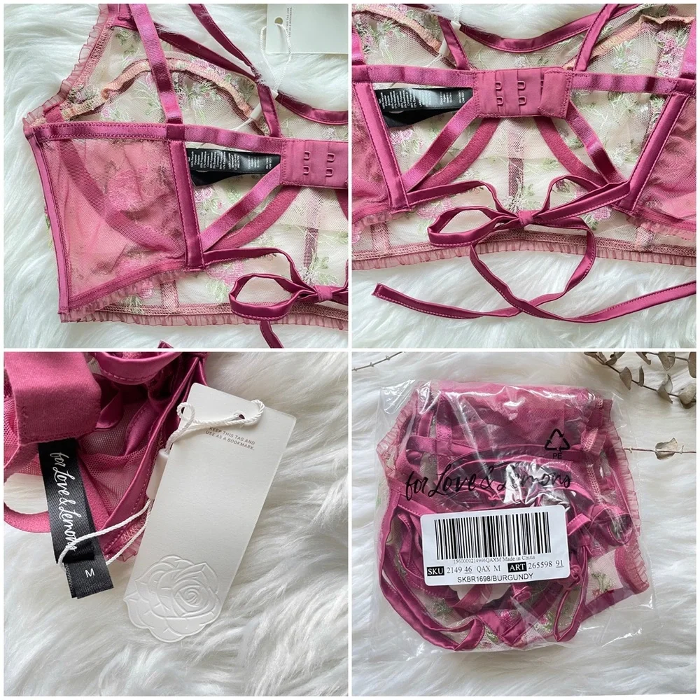 For Love & Lemons Camila Longline Bra Burgundy Medium NWT